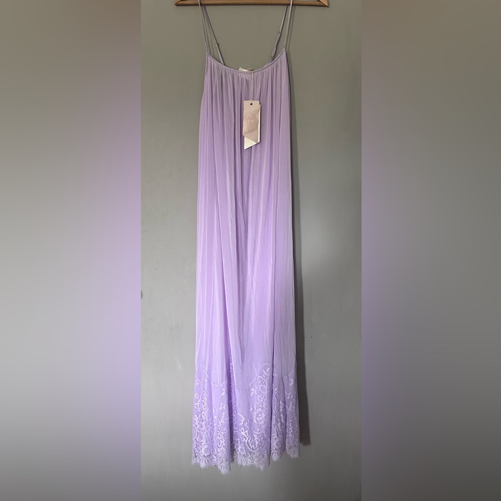 Purple Spaghetti Strap Sleeveless Gown